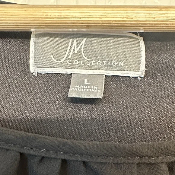 JM Collection Elegant Black Sheer Blouse - Picture 2 of 4